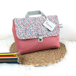 Sac à dos maternelle personnalisé pour fille avec mini fleur rose accessoire et sac d'écolier original