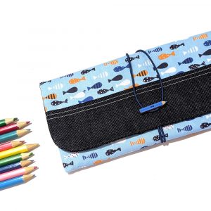 Trousse à crayons avec poissons accessoire enfant pour école et cartable maternelle